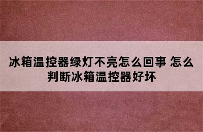 冰箱温控器绿灯不亮怎么回事 怎么判断冰箱温控器好坏